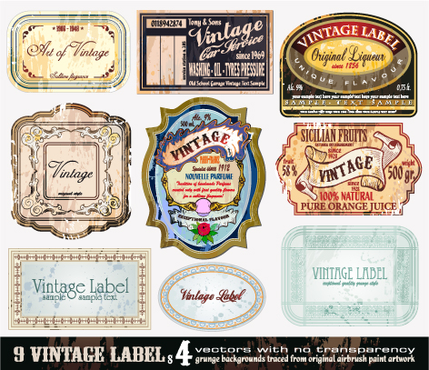 free vector Variety of european label vector
